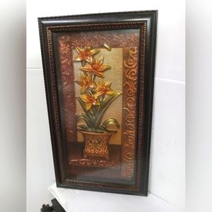 Vintage Shadowbox Framed Metal Flower